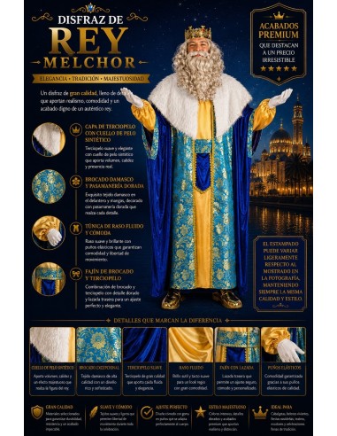 Verkleidung King Melchor Größe L | Erwachsene kostumiert der König des Karnevals